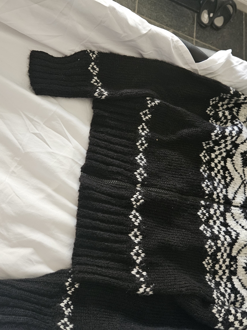 Great American Sweater Black & White Zip Cardigan XL NWT